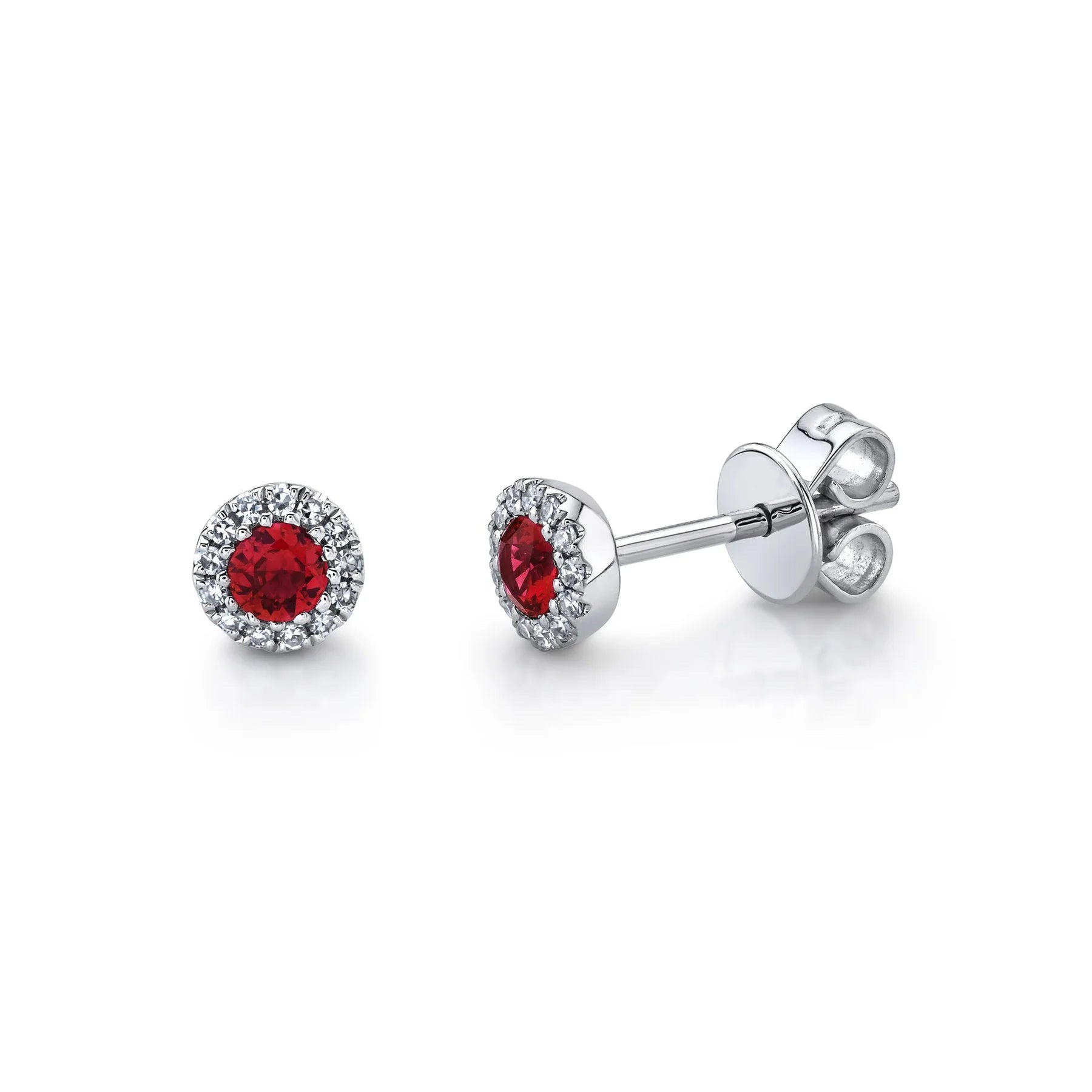 Ruby Stud Earring 14k White Gold 2024