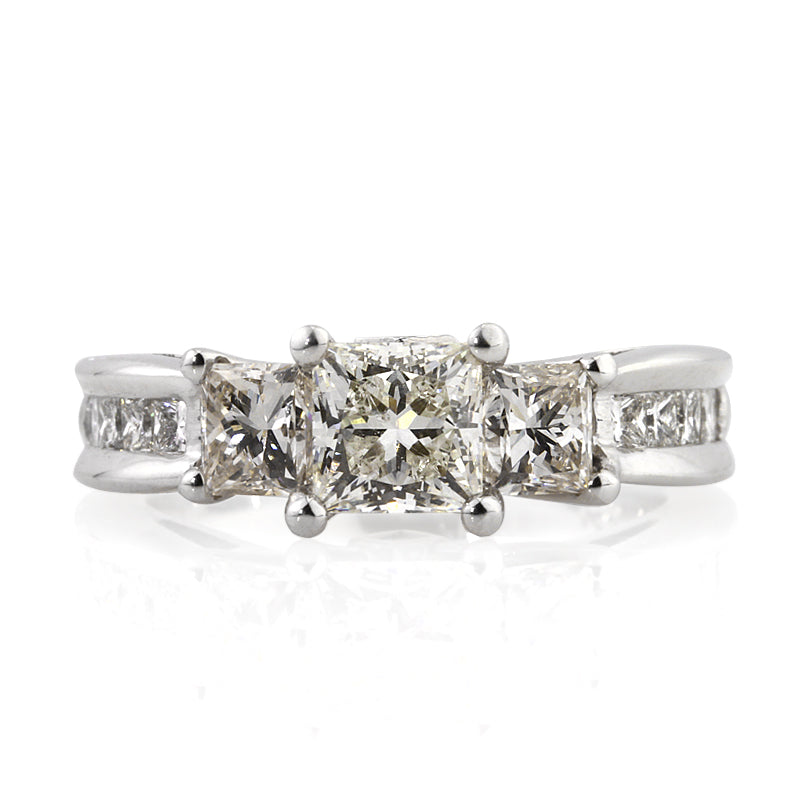 Emerald Cut Black Diamond & Diamond Engagement Ring 14k White Gold (2.96ct)