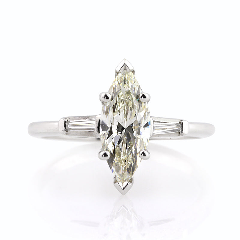 Marquise diamond engagement ring with clearance baguettes