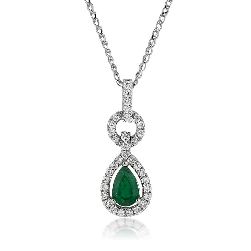 1.06ct Pear Shaped Emerald and Diamond Pendant – Mark Broumand