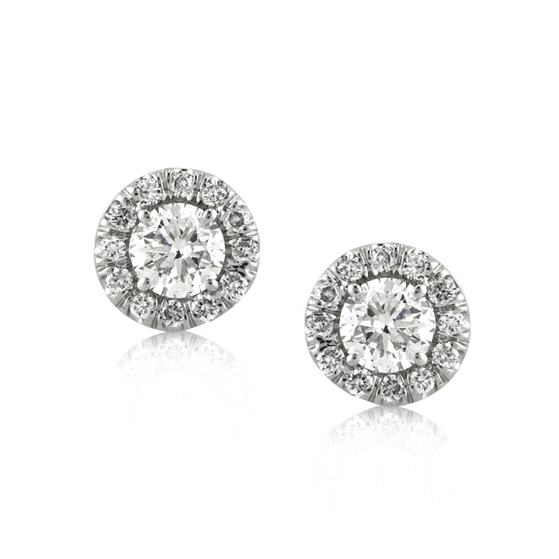 Buy White Gold Round Diamond Designer Earrings at Diamonds Factory US