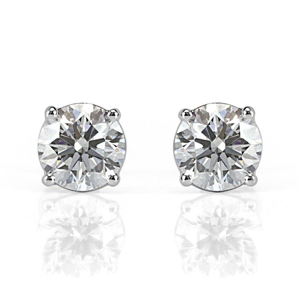 Round Brilliants Stud Diamond Earrings 1.01 Carats White Gold