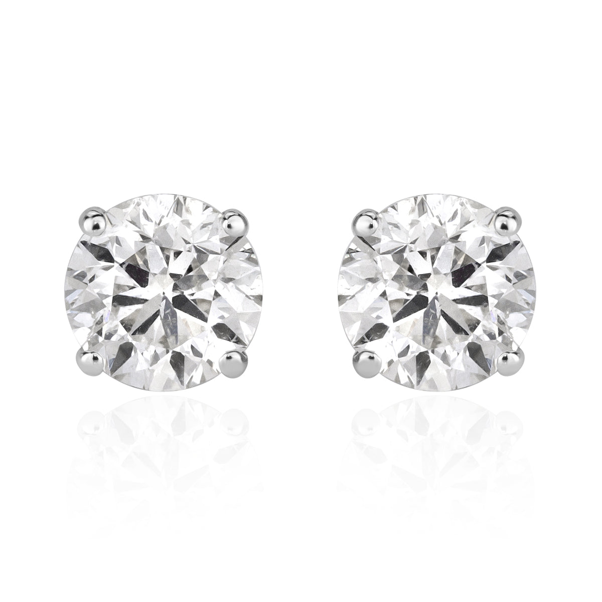 Round Brilliants Stud Diamond Earrings 1.01 Carats White Gold