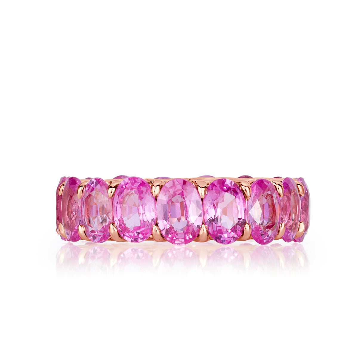 Emerald Cut Pink Sapphire Band