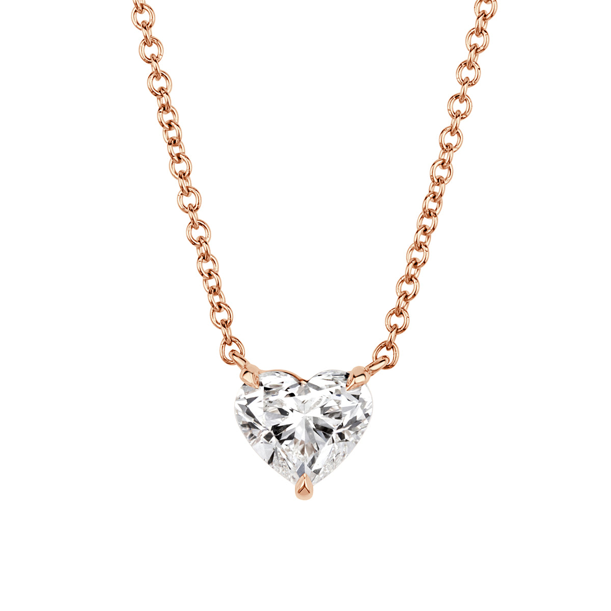 Pink gold necklace with heart-shaped diamond