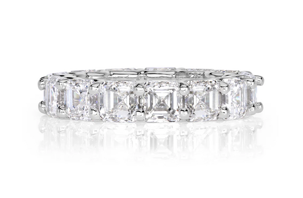 5.65ct Asscher Cut Diamond Two-Row Eternity Band