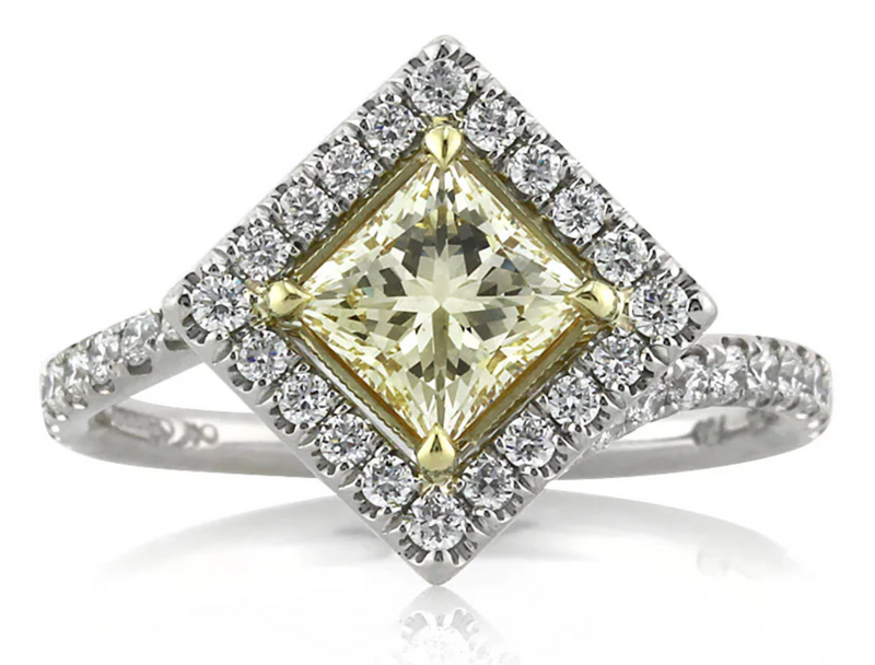 Fancy Yellow Princess Cut Diamond Engagement Ring