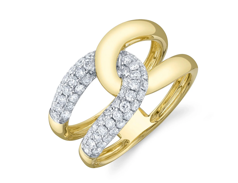  0.71ct Round Brilliant Cut Diamond Interlocking Ring in 14K Yellow Gold