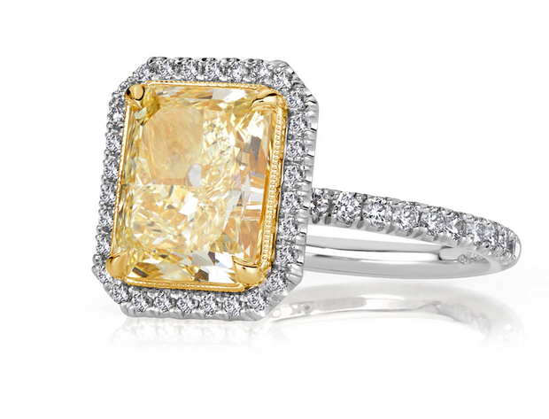 Cushion Cut Yellow Diamond Engagement Ring