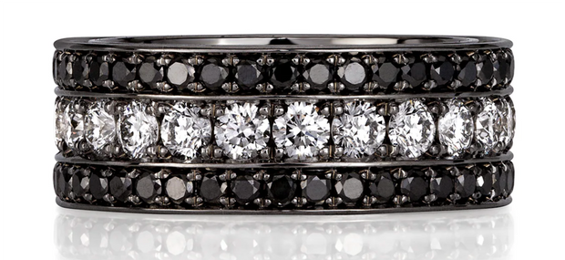 Fancy Black and White Round Brilliant Cut Diamond Band