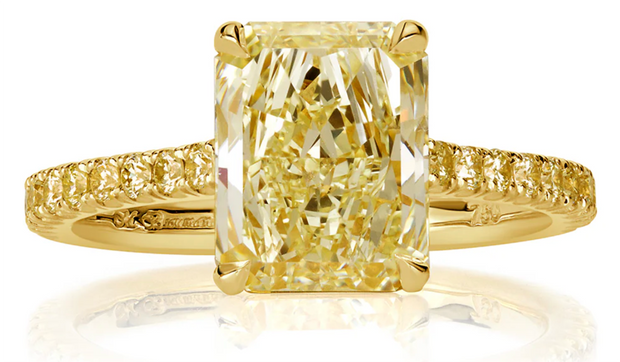 3.33ct Fancy Light Yellow Radiant Cut Diamond Engagement Ring