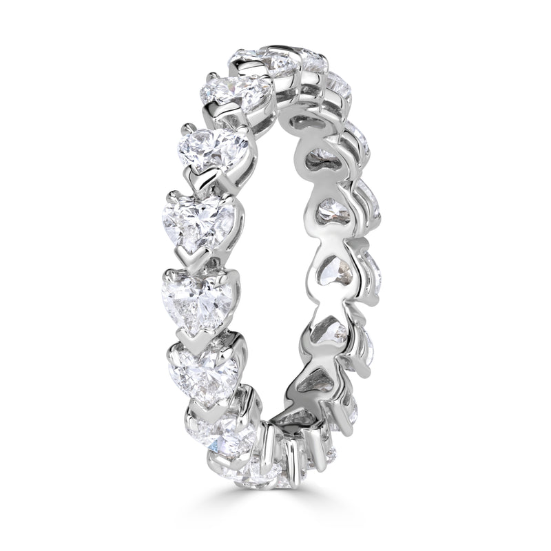 2.55ct Heart Shaped Diamond Eternity Band in 18k White Gold