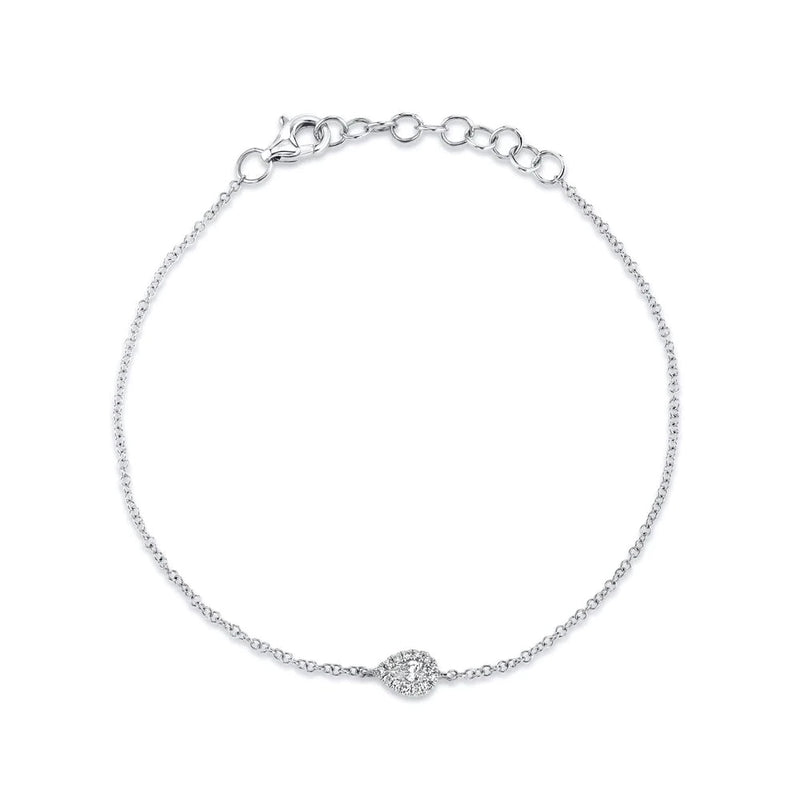 0.12ct Round Brilliant Cut & Pear Shaped Diamond Bracelet in 14K White Gold