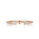 0.28ct Pear Shape and Round Brilliant Cut Diamond Open Band in 18k Rose Gold