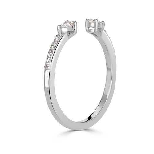 0.20ct Pear Shape and Round Brilliant Cut Diamond Open Band in Platinum