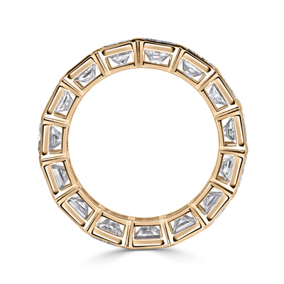 7.78ct Radiant Cut Bezel Set Diamond Eternity Band in 18K Champagne Yellow Gold