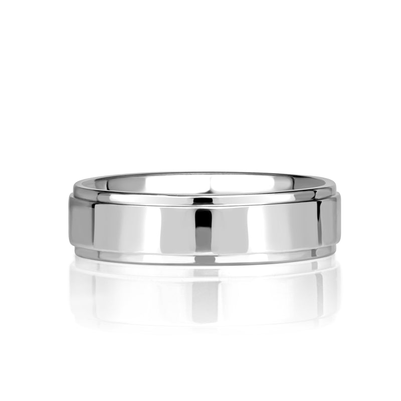 Men's Step Edge Wedding Band in 14K White Gold 6.0mm