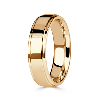 Men's Step Edge Wedding Band in 14K Yellow Gold 6.0mm