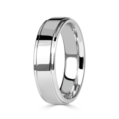 Men's Step Edge Wedding Band in Platinum 6.0mm