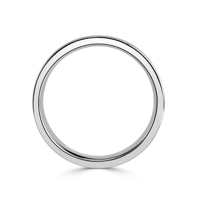 Men's Off-Centered Groove Two-Tone Wedding Band in 18k White Gold 6.0mm