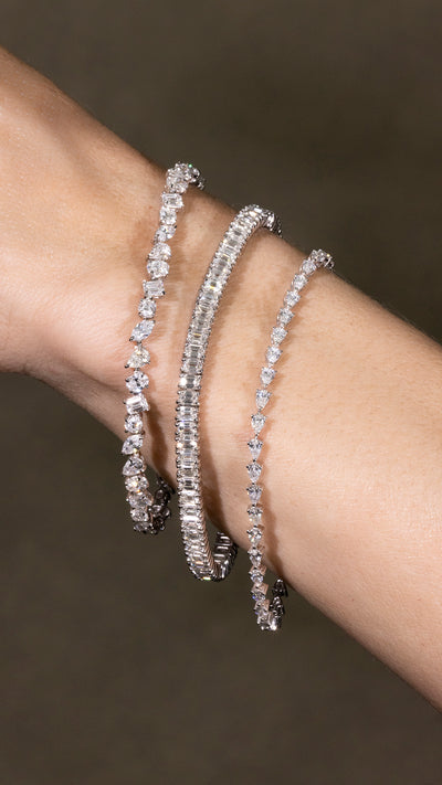 6.85ct Fancy Shape Diamond Tennis Bracelet in 18k White Gold