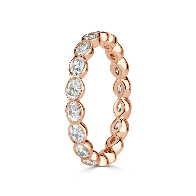 1.45ct Oval Cut Diamond Bezel Eternity Band in 18K Rose Gold