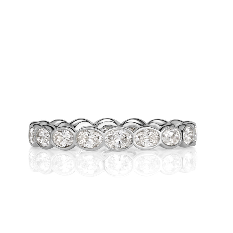 1.45ct Oval Cut Diamond Bezel Eternity Band in 18K White Gold