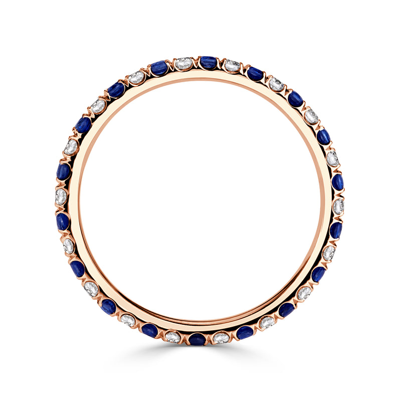 0.71ct Sapphire and Diamond Eternity Band in 18K Rose Gold