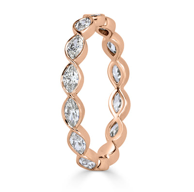 1.05ct Marquise Cut Diamond Bezel Set Eternity Band in 18k Rose Gold