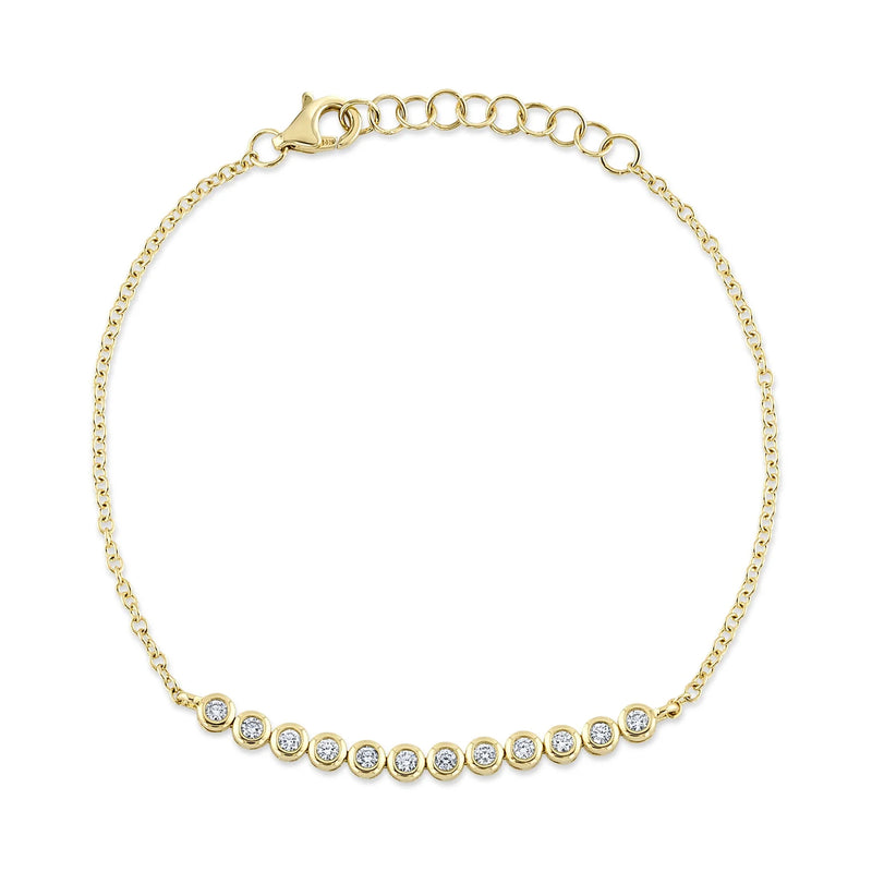 0.26ct Round Brilliant Cut Diamond Bezel Chain Bracelet in 14K Yellow Gold