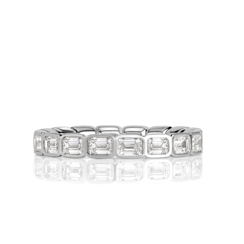 1.71ct Emerald Cut Diamond Bezel Set Eternity Band in 18K White Gold