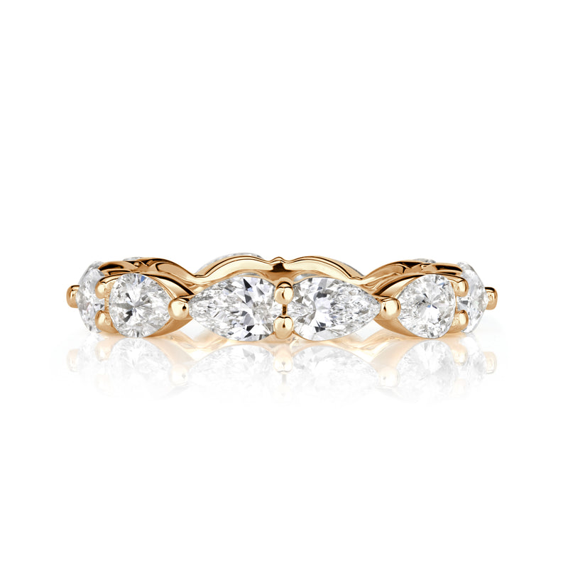 2.37ct Pear Shaped Diamond Eternity Band in 18K Champagne Yellow Gold