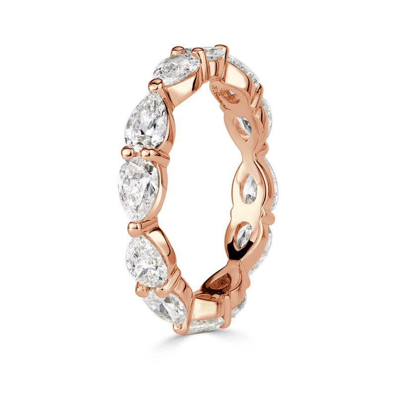 2.37ct Pear Shaped Diamond Eternity Band in 18K Rose Gold