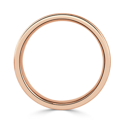 Men's Off-Centered Groove Half Satin Wedding Band in 14K Rose Gold 6mm