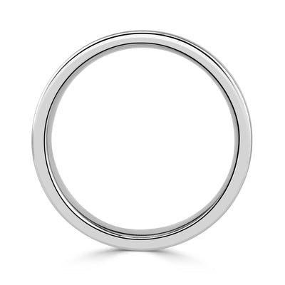 Men's Off-Centered Groove Half Satin Wedding Band in 14K White Gold 6mm