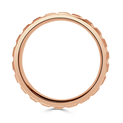 Men's Fluted Stone Finished Wedding Band in 14K Rose Gold 6mm