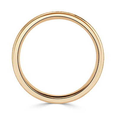 Men's Off-Centered Groove Stone Finished Wedding Band in 18k Yellow Gold 6mm