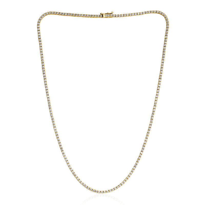 3.27ct Round Brilliant Cut Diamond Tennis Necklace in 14k Yellow Gold