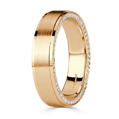 0.70ct Round Brilliant Cut Diamond Men's Wedding Band in 18k Yellow Gold at 6mm