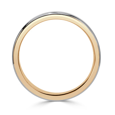 Men's Two-Tone Satin Finish Wedding Band in 18k White and Yellow Gold 7mm