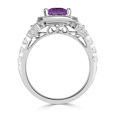 2.00ct Princess Cut Pink Sapphire and Diamond Engagement Ring