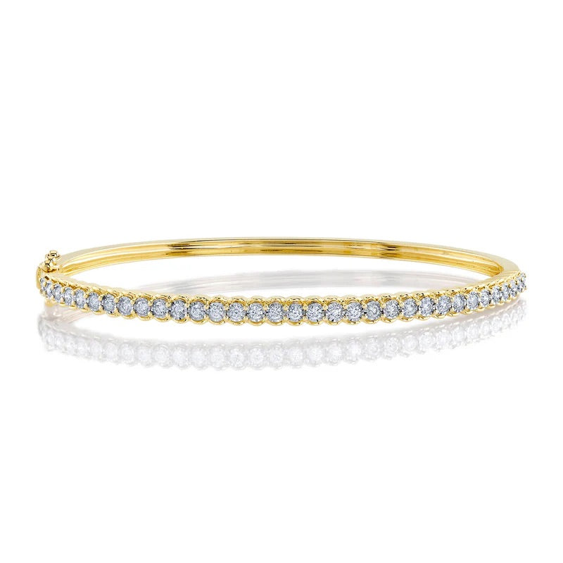 0.65ct Round Brilliant Cut Diamond Bangle Bracelet in 14K Yellow Gold