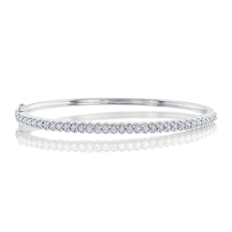 0.65ct Round Brilliant Cut Diamond Bangle Bracelet in 14K White Gold