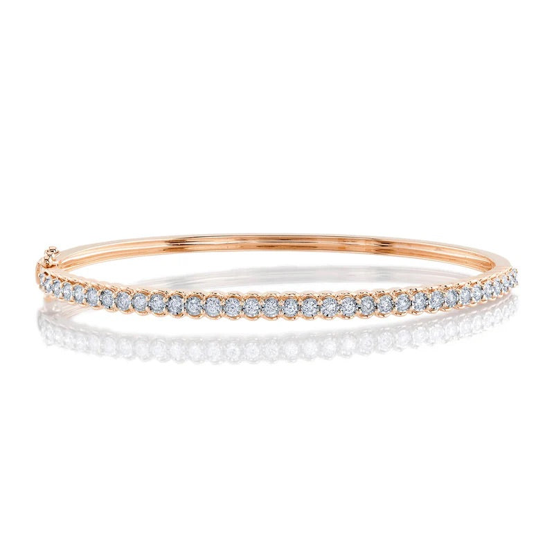 0.65ct Round Brilliant Cut Diamond Bangle Bracelet in 14K Rose Gold