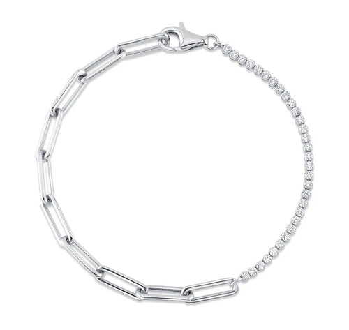 0.66ct Round Brilliant Cut Diamond Tennis & Paper Clip Bracelet