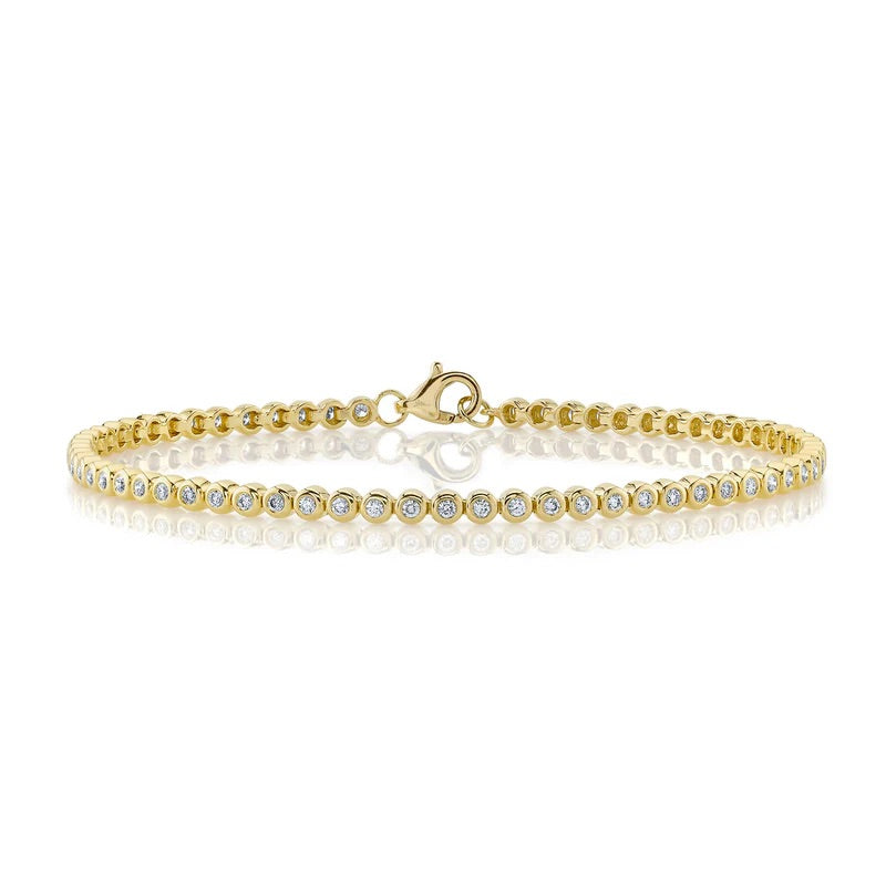 0.64ct Round Brilliant Cut Diamond Bezel Set Tennis Bracelet
