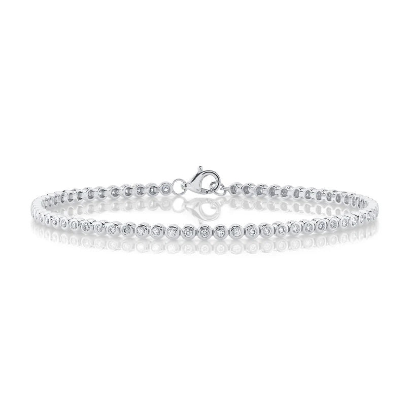 0.64ct Round Brilliant Cut Diamond Bezel Set Tennis Bracelet in 14K White Gold