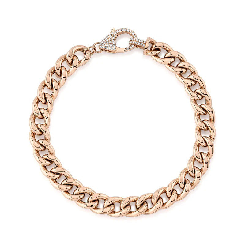 0.25ct Round Brilliant Cut Diamond Cuban Link Bracelet in 14K Rose Gold