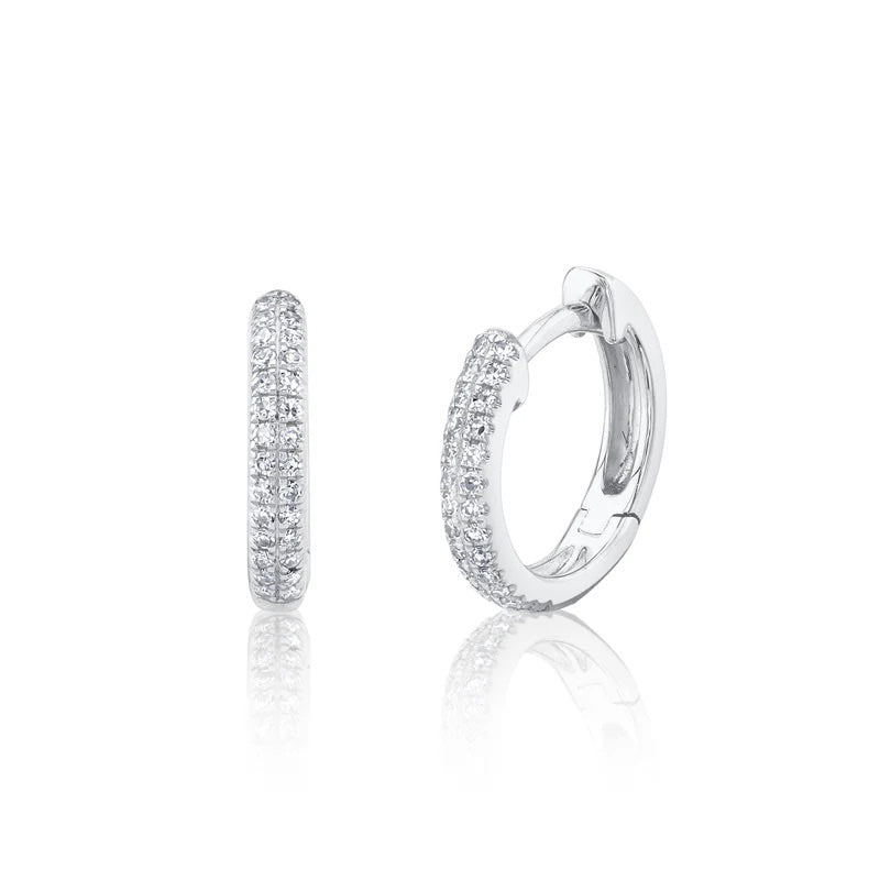 0.12ct Round Brilliant Cut Diamond Huggie Earrings in 14K White Gold