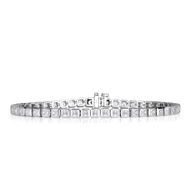 3.54ct Asscher Cut Diamond Tennis Bracelet in 18K White Gold